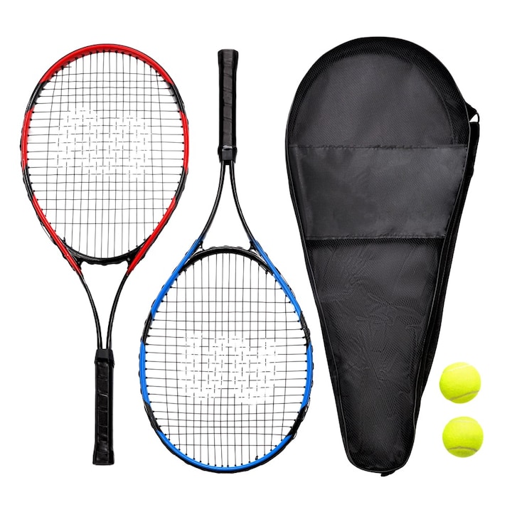 Set Tenis Sofia CONCEPT®, 2 Rachete, 2 Mingi, Aluminium, Husa Transport, Red/Blue