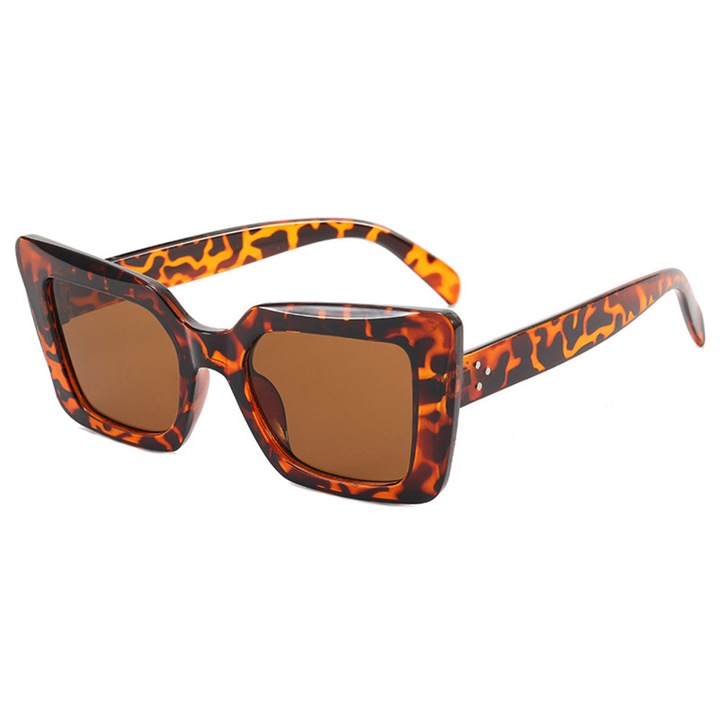 Слънчеви очила Sunglasses (5277) за жени с PC рамка и стъкла, квадратна форма Leopard / Кафяв, Оранжев