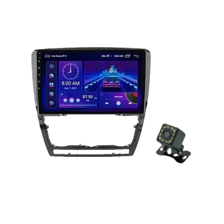 Мултимедийно радио за кола с GPS навигация, Android 13, 10 инча екран, 2GB RAM, 64GB Storage, Carplay Wireless, черен, за Skoda Octavia 2 A5 2012-2016