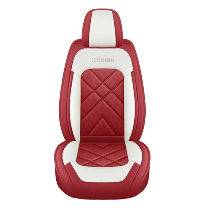 Husa scaun auto, piele ecologica, protectie completa, universala, rosu/alb