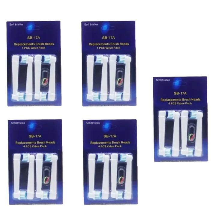20 db elektromos fogkefefej készlet, extra puha, Oral B kompatibilis