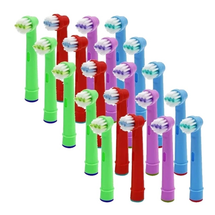 20 db-os fogkefe utántöltő készlet, Oral B-vel kompatibilis, többszínű