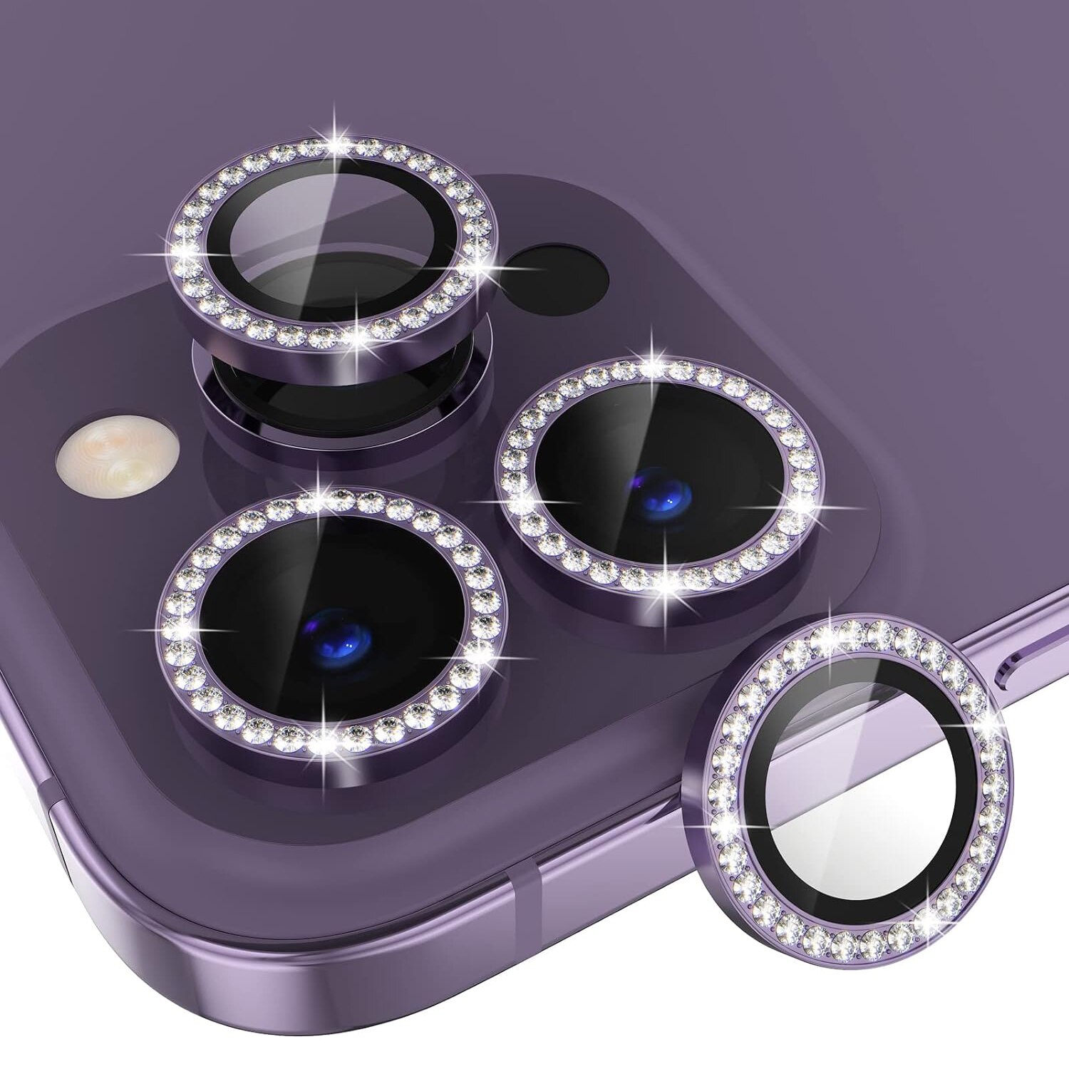 Folie Camera Daden din sticla pentru iPhone 14 Pro/14 Pro Max, Full Cover, Diamond, Protectie Profesionala, Ultra Rezistenta, Calitate Premium, Mov