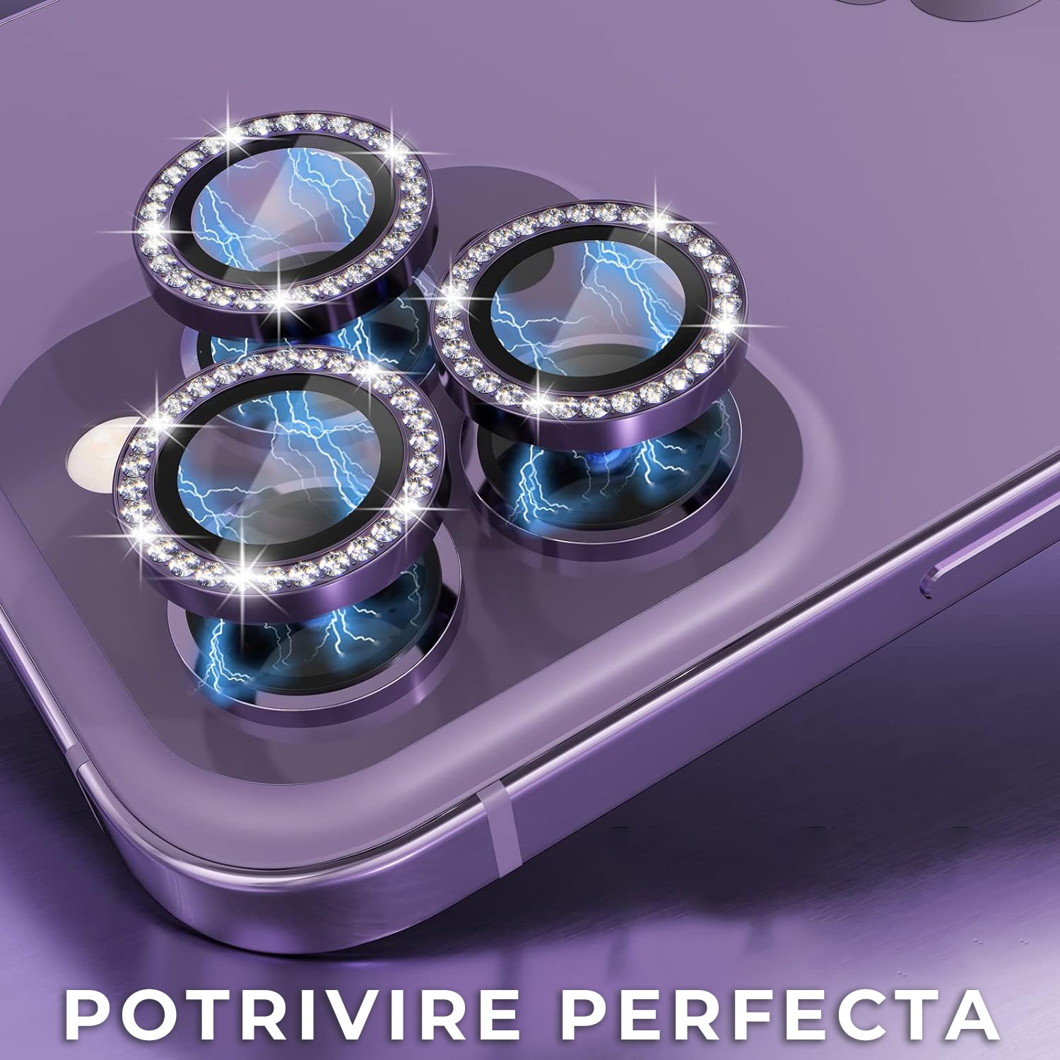 Folie Camera Daden din sticla pentru iPhone 14 Pro/14 Pro Max, Full Cover, Diamond, Protectie Profesionala, Ultra Rezistenta, Calitate Premium, Mov