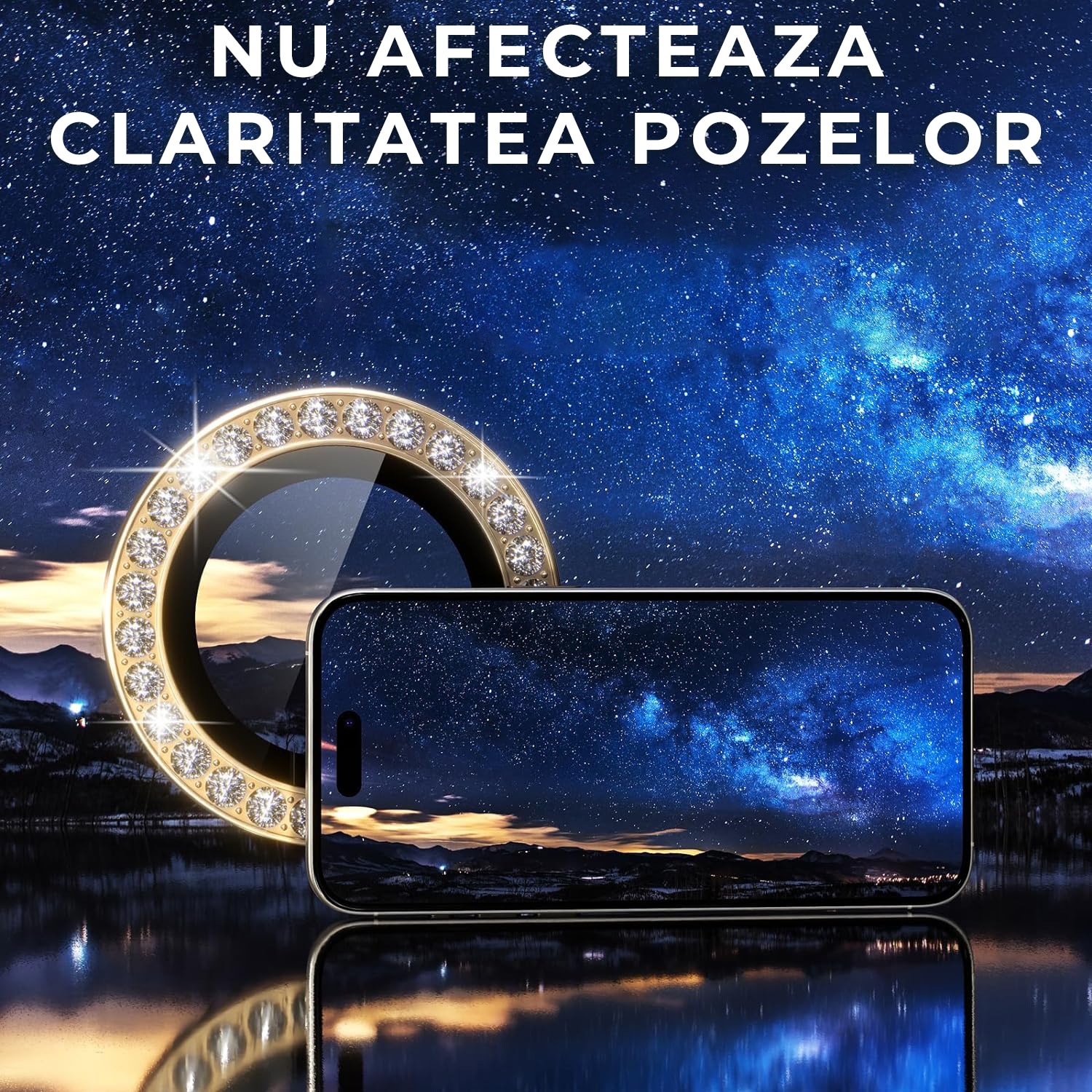 Folie Camera Daden din sticla pentru iPhone 14 Pro/14 Pro Max, Full Cover, Diamond, Protectie Profesionala, Ultra Rezistenta, Calitate Premium, Auriu