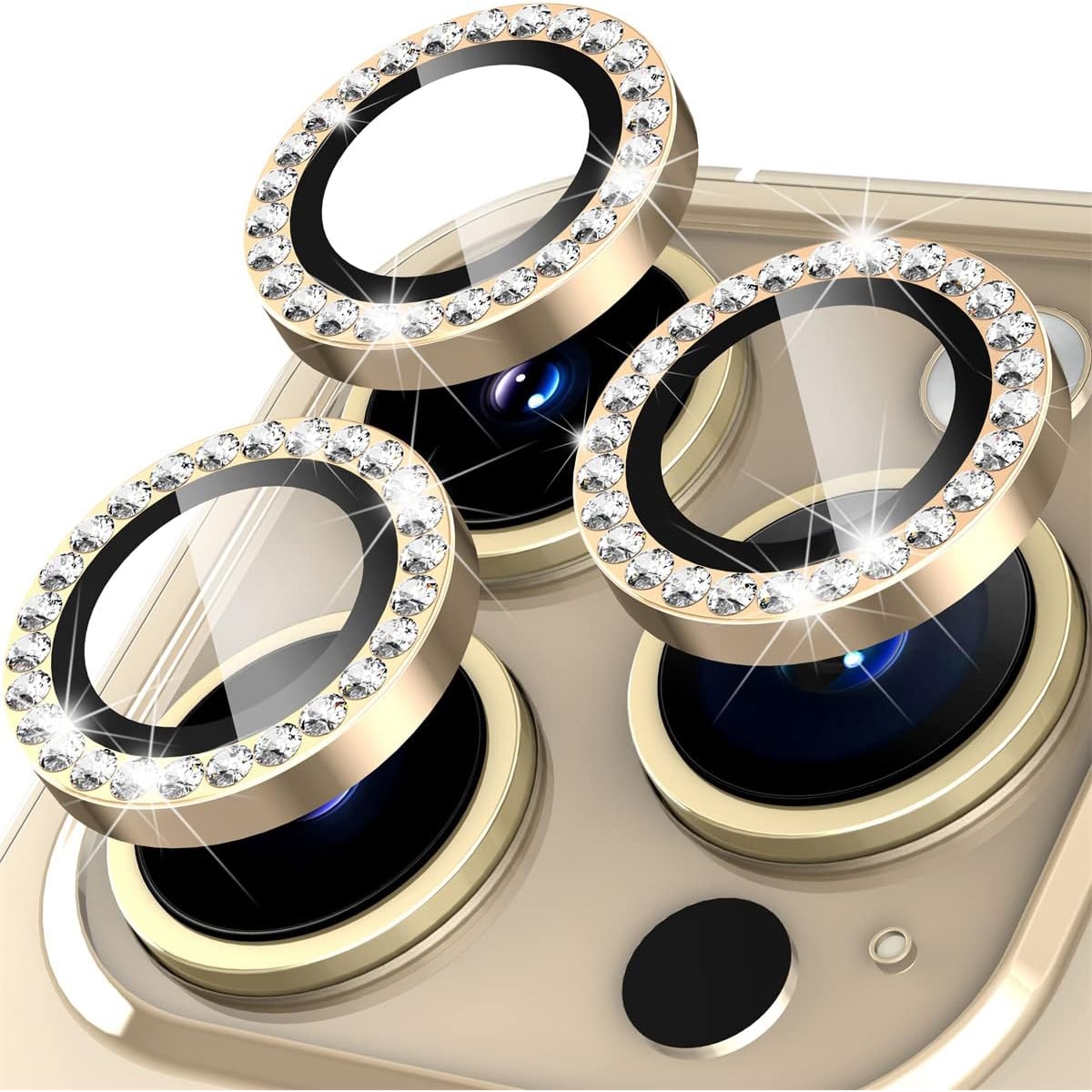Folie Camera Daden din sticla pentru iPhone 14 Pro/14 Pro Max, Full Cover, Diamond, Protectie Profesionala, Ultra Rezistenta, Calitate Premium, Auriu