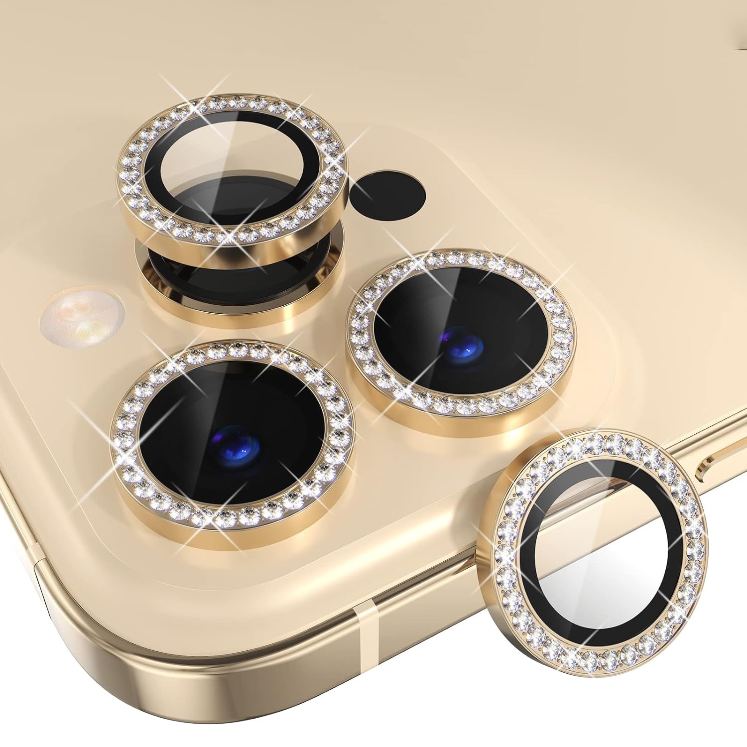Folie Camera Daden din sticla pentru iPhone 14 Pro/14 Pro Max, Full Cover, Diamond, Protectie Profesionala, Ultra Rezistenta, Calitate Premium, Auriu
