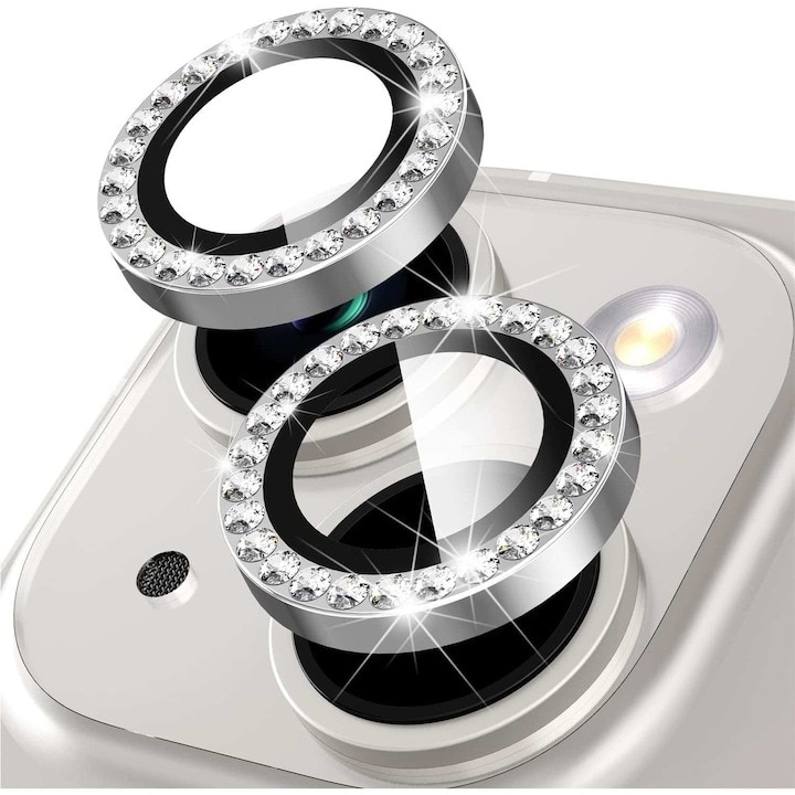 Folie Camera Daden din sticla pentru iPhone 14/14 Plus, Full Cover, Diamond, Protectie Profesionala, Ultra Rezistenta, Calitate Premium, Argintiu