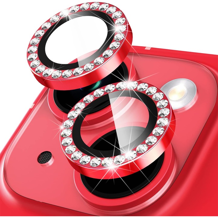 Daden Glass Camera Film за iPhone 11, Пълно покритие, Диамант, Професионална защита, Ултра устойчив, Премиум качество, Червен