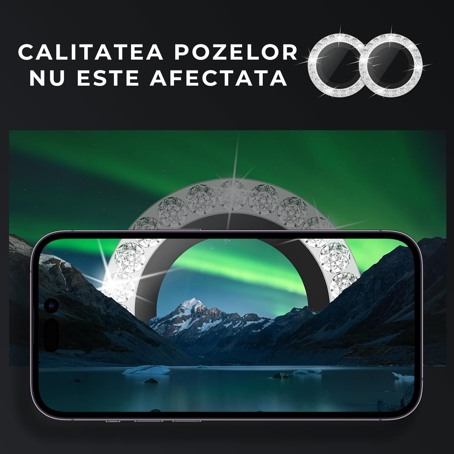Folie Camera Daden din sticla pentru iPhone 14/14 Plus, Full Cover, Diamond, Protectie Profesionala, Ultra Rezistenta, Calitate Premium, Argintiu