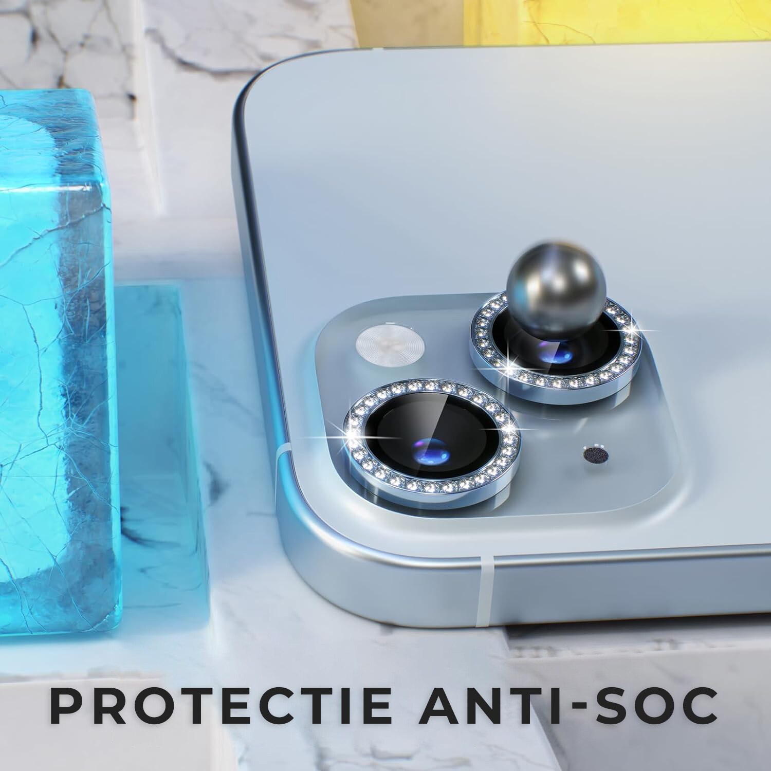 Folie Camera Daden din sticla pentru iPhone 14/14 Plus, Full Cover, Diamond, Protectie Profesionala, Ultra Rezistenta, Calitate Premium, Mov