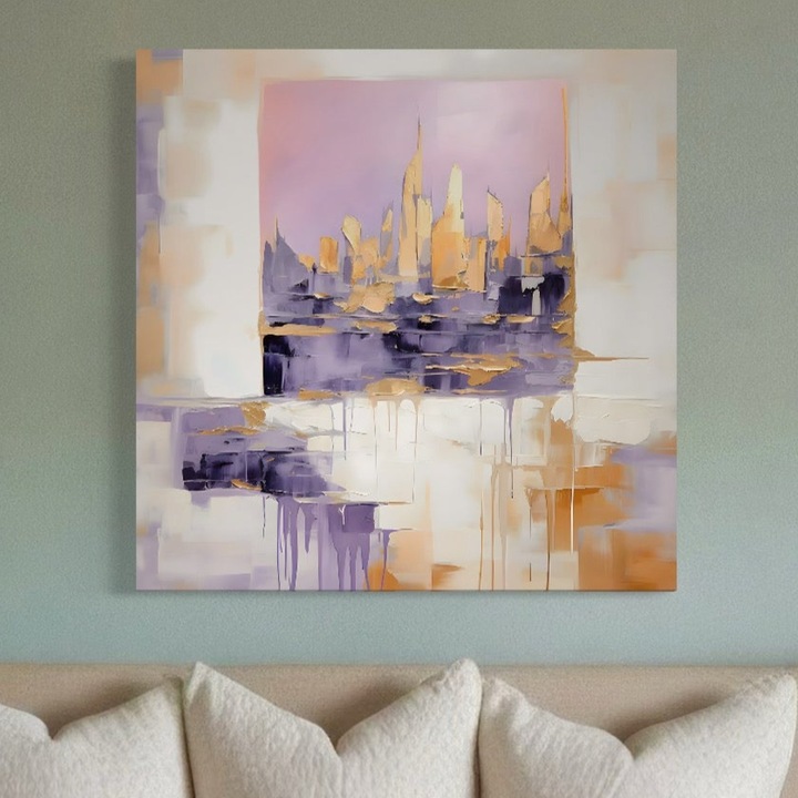 Премиум Канава Картина, LuxCanva® A1657, 2xСнимки, 75 X 75 СМ, 100% Памучно Платно 400гр/м2, Дървена Рамка, Стая, Декоративен, Абстрактен, Хроматичен, Всекидневна, Ярки Цветове