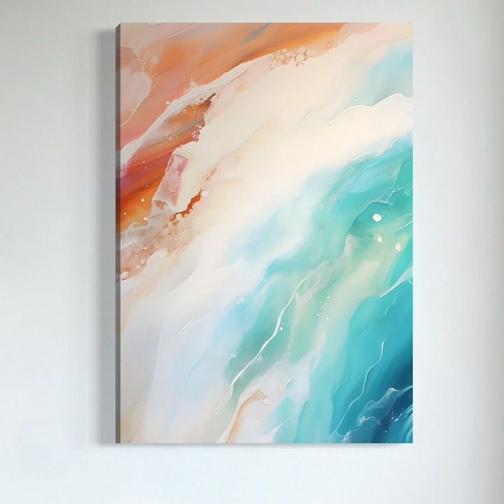 Премиум картина върху платно, LuxCanva® A1658, Цветове Вълни, 100 X 145 СМ, 100% Памучно платно 400 г/м2, Дървена рамка, Стая, Декоративна, Абстрактна, Хроматична, Хол, Ярки цветове