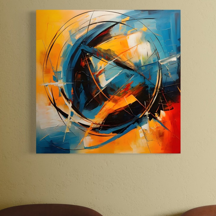 Премиум Канава Картина, LuxCanva® C1225, Абстрактно Изобразена Земя, 100 X 100 СМ, 100% Памучно Платно 400гр/м2, Дървена Подрамка, Цветове, Декоративно, За Хол, Ярки Цветове