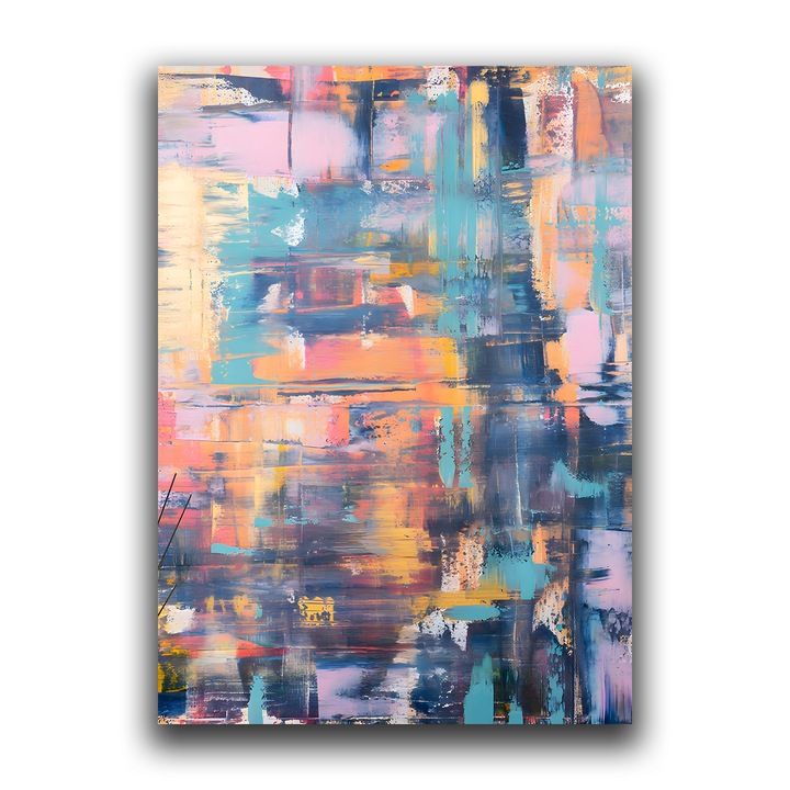 Първокласна картина на платно, LuxCanva® C1226, Пейзаж с абстрактни цветове, 85 X 120 CM, 100% памучно платно 400 g/m2, Дървена рамка, Релаксация, Всекидневна, Живи цветове