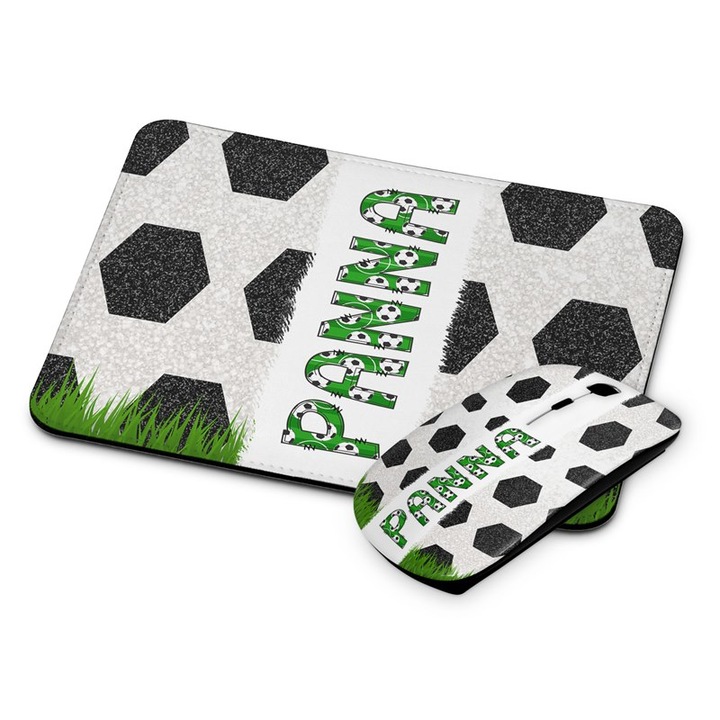 Безжична мишка и подложка Panna, Футболна, Бял