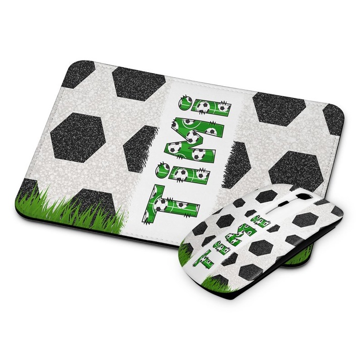 Безжична мишка и подложка Timi, Футболна, Бял