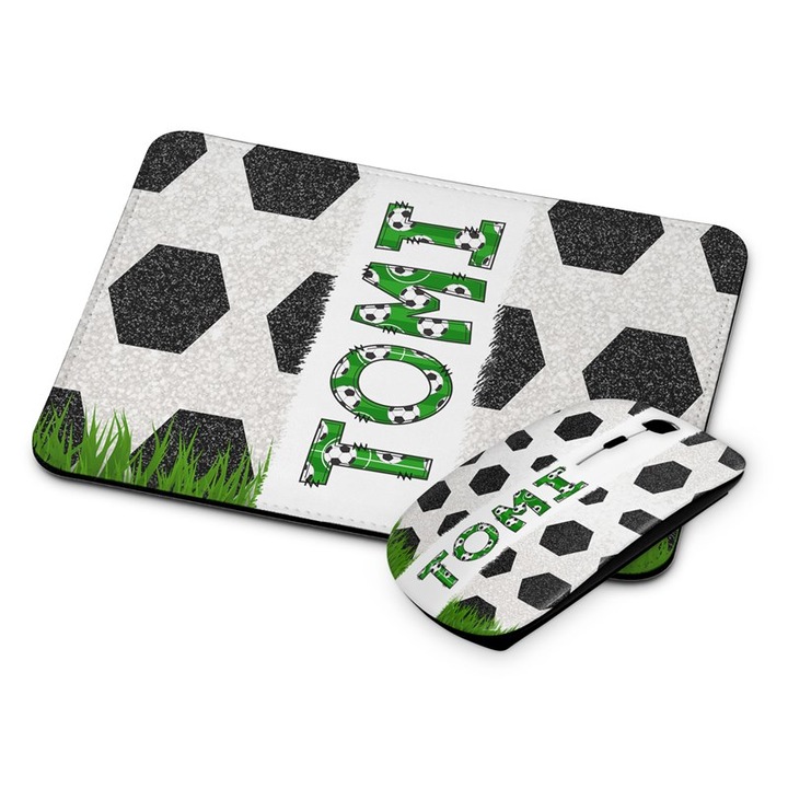 Безжична мишка и подложка Tomi, Футболна, Бял