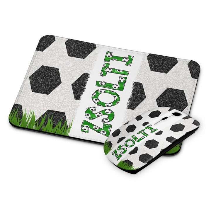 Безжична мишка и подложка Zsolti, Футболна, Бял