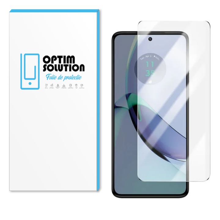 Nemes 2.5D edzett üvegfólia Motorola Moto G84-hez, OPTIM MEGOLDÁS, 9 órás ellenállás, kristálytiszta, fejlett érintésérzékenység, robbanásbiztos, buborékmentes, UHD tisztaság, optimális védelmi technológia, világos látás, ujjlenyomat-mentes, átlátszó