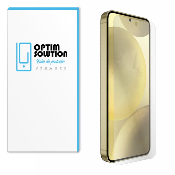 NobleWispy 2.5D edzett üvegfólia Samsung Galaxy S24-hez, OPTIM MEGOLDÁS, Nagy pixel felbontás, eredeti vizuális élmény, 9 órás ellenállás, fejlett érintésérzékenység, robbanásbiztos, optimális védelmi technológia, ujjlenyomat-mentes, átlátszó