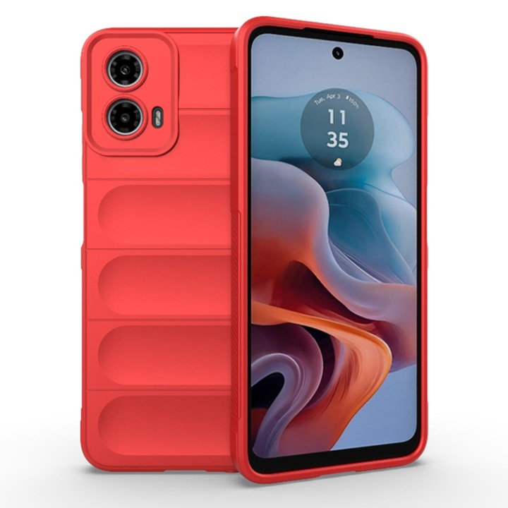 Кейс за Motorola Moto G34 DaDen® Magic Shield, Удароустойчив, Вътрешност от микрофибър, TPU, Червен