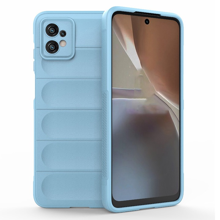Калъф DaDen® Magic Shield, За Motorola Moto G32, Удароустойчив, Вътрешност от микрофибър, TPU, Син