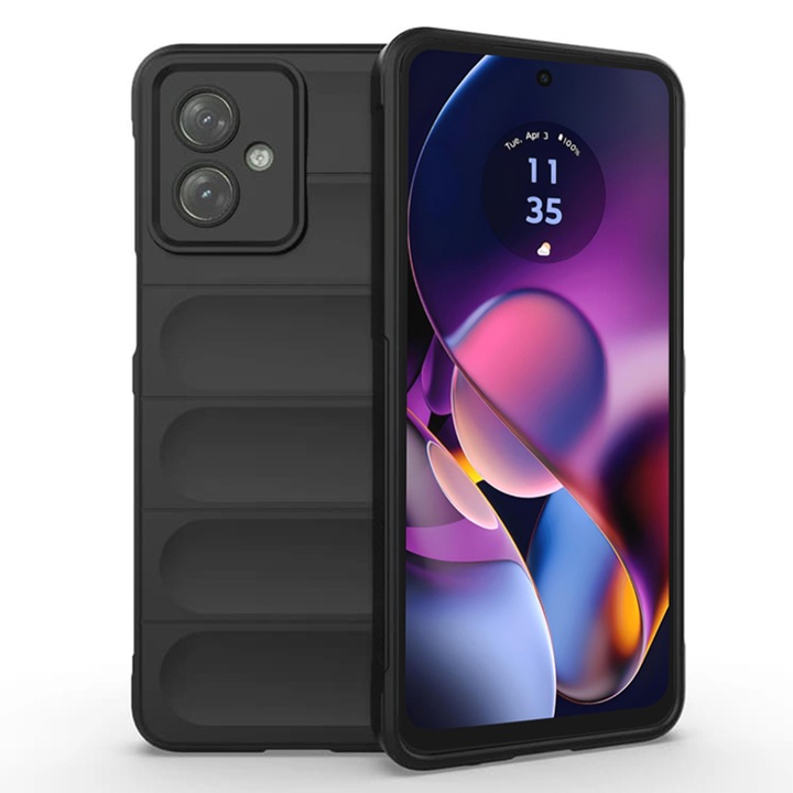 Husa pentru Motorola Moto G54 DaDen® Magic Shield, Antisoc, Interior microfibra, TPU, Negru