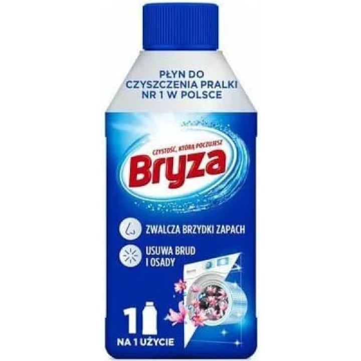 Bryza разтвор против котлен камък, за почистване на пералня, биоразградим, 250 мл