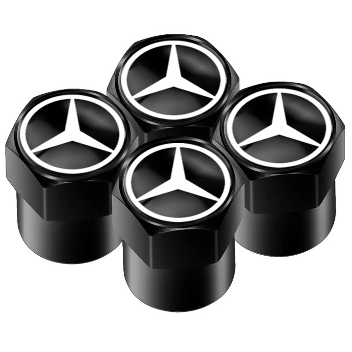 Set 4 capacele pentru ventil auto din aluminiu pentru Mercedes benz ABRG Class GLK GLA w204 W251 W463 W176, Negru