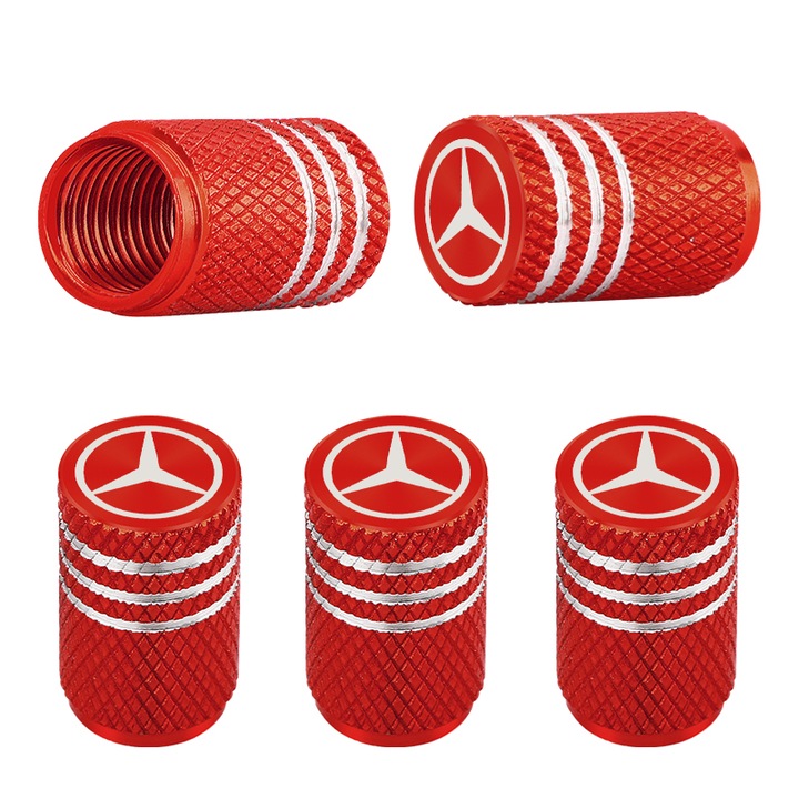 Set 5 capacele pentru ventil auto din aluminiu pentru Mercedes benz ABRG Class GLK GLA w204 W251 W463 W176A, Rosu