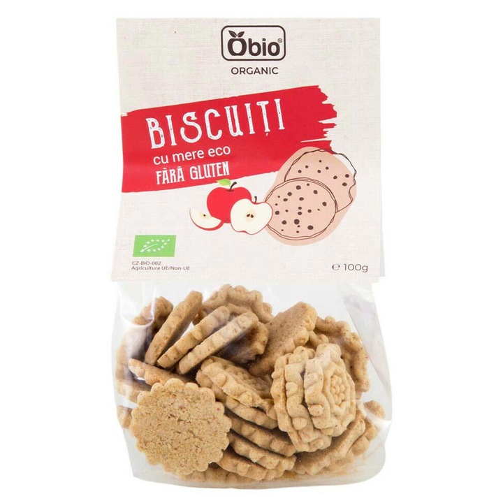 Biscuiti cu Mere Fara Gluten Eco 100 grame Obio