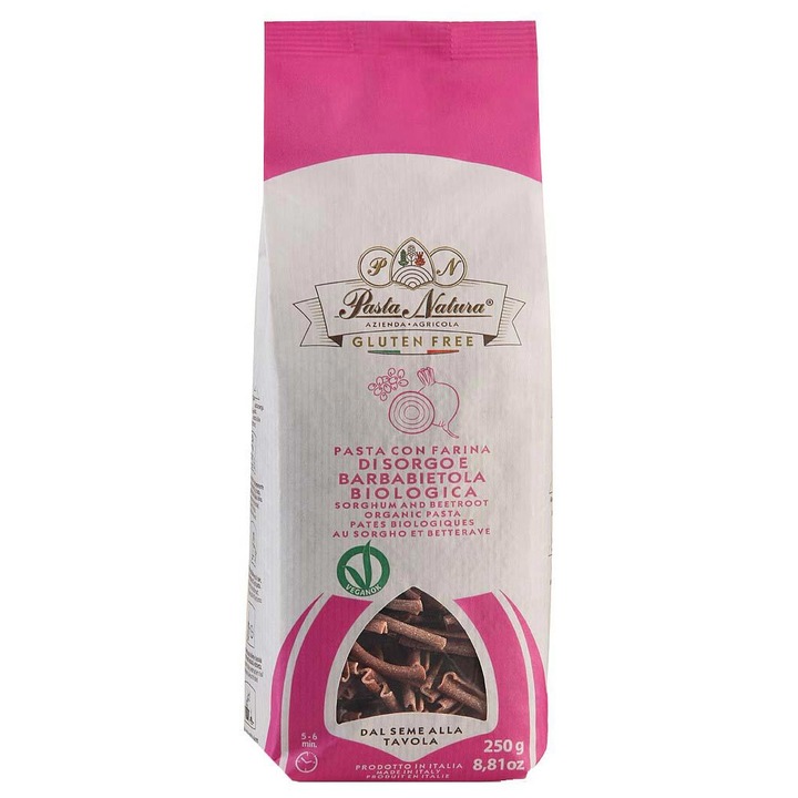 Paste din Faina de Sorg cu Sfecla Rosie Eco Fara Gluten 250 grame Pasta Natura