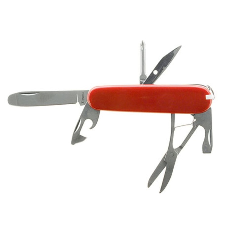 Briceag multifunctional, X-TREME Swiss 10 Junior, inox, maner din plastic, rosu/argintiu, 6.5x9x16cm