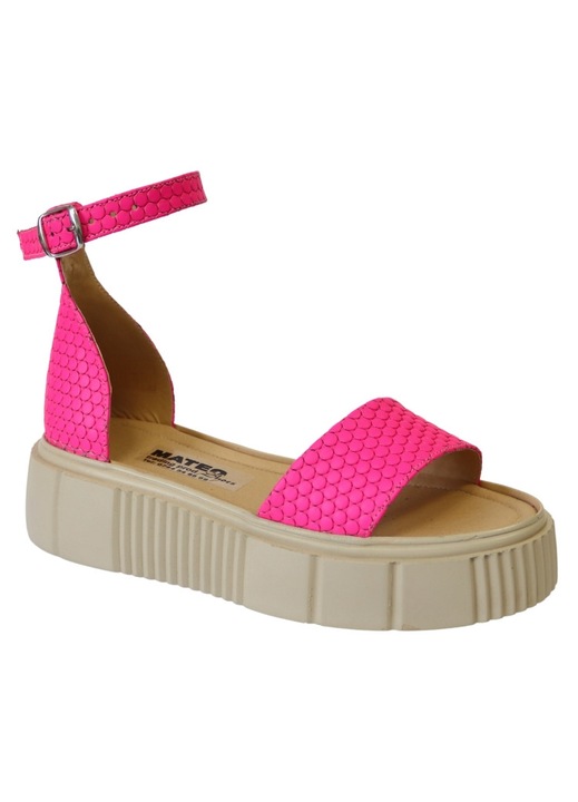 Sandale Damacu Platforma si Catarama, Piele Naturala, Roz aprins