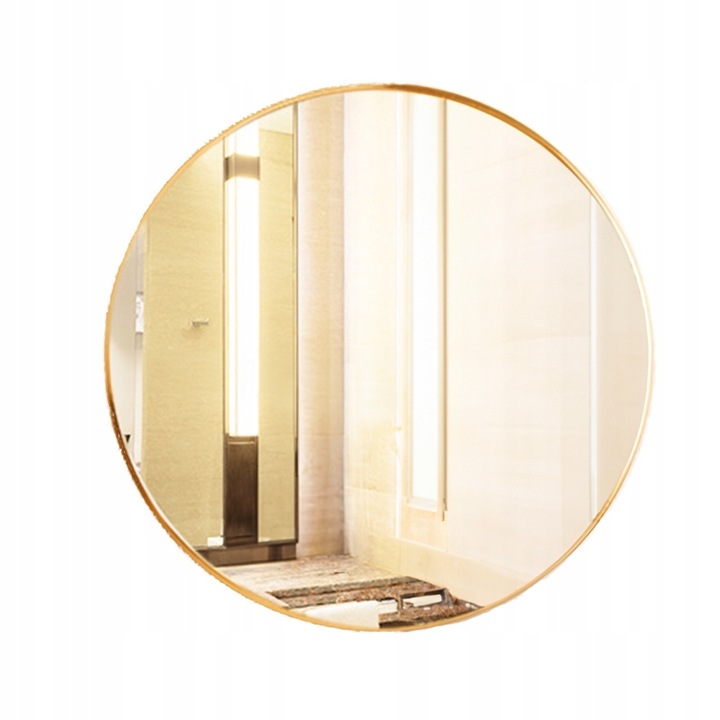 Fürdőszoba tükör, BADU, arany keret, átmérő 60 cm