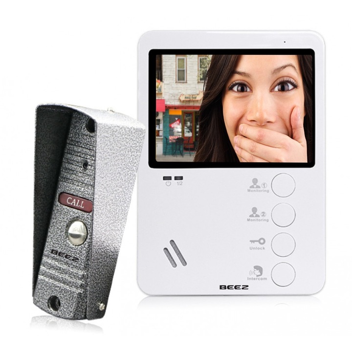 Beez Video kaputelefon készlet, 4 vezetékes, 11cm képátlójú