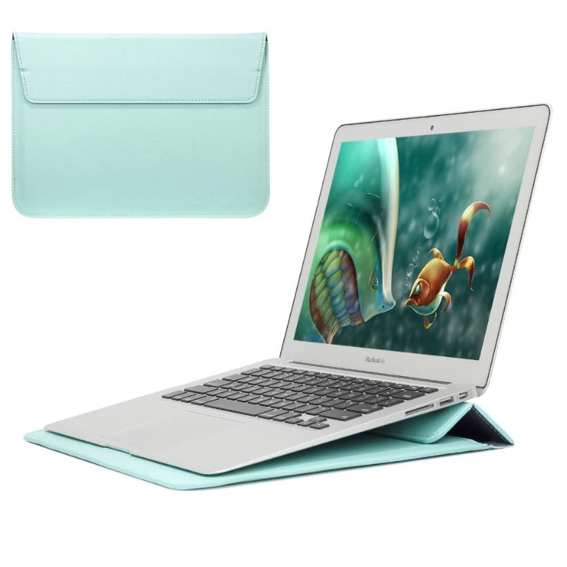 Husa din Piele pentru Macbook Air/Pro, Capac cu Magnet, Ecran 13-14 inch, Verde