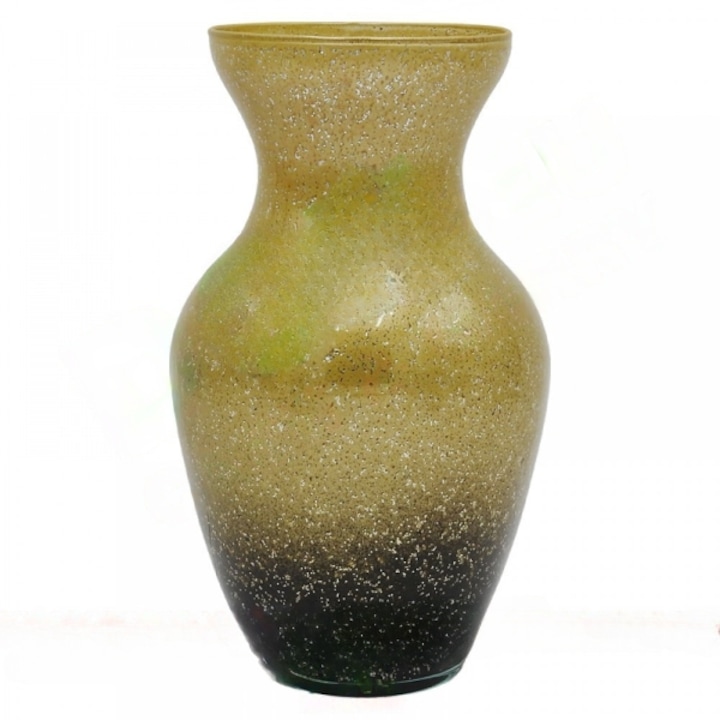Стъклена ваза, Декоративна, 20 см, златен/черен цвят ABYZ®™