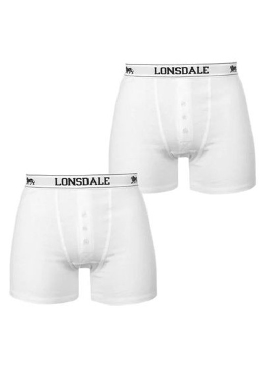 Set 2 perechi boxeri, Lonsdale, bumbac cu elastan, alb, M