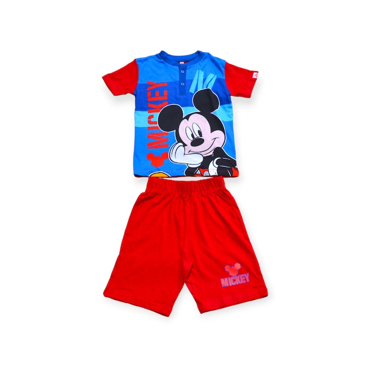 Gyerek pizsama rövid ujjú, 100% pamut, többszínű, Happy M, Mickey Mouse, Többszínű