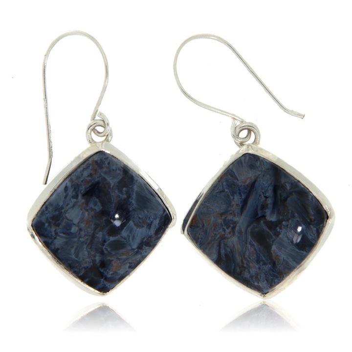 Cercei din argint 925 cu pietersit natural (fara tratament), 30 x 20 mm, 3.56 g/cercel, fabricati in India