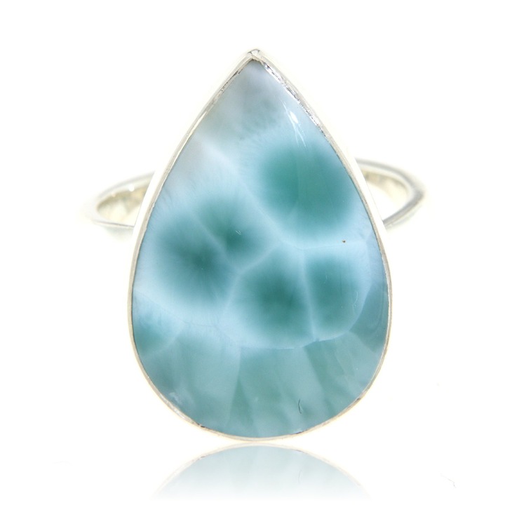 Inel din argint 925 cu larimar natural (fara tratament), reglabil, 7.93 g, fabricat in India