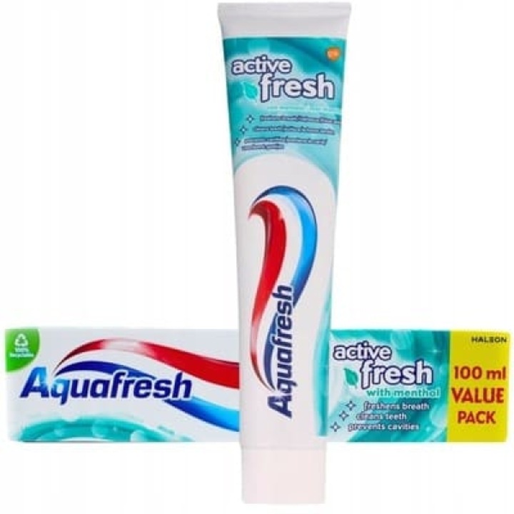 Паста за зъби Aquafresh Active Fresh, защита от кариес, ментол, 100 мл