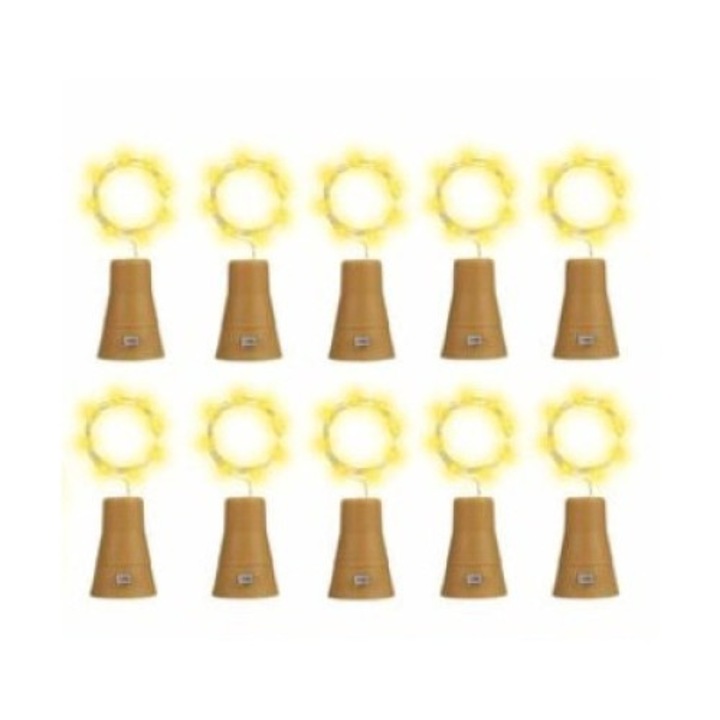 10db fényfüzér készlet QttvbTna, LED, napelemes töltés, meleg fehér, 1m