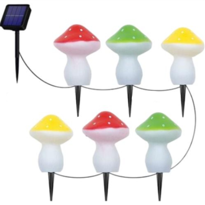 Set ghirlanda luminoasa QttvbTna, model ciuperci, incarcare solara, multicolor, 5m, IP65