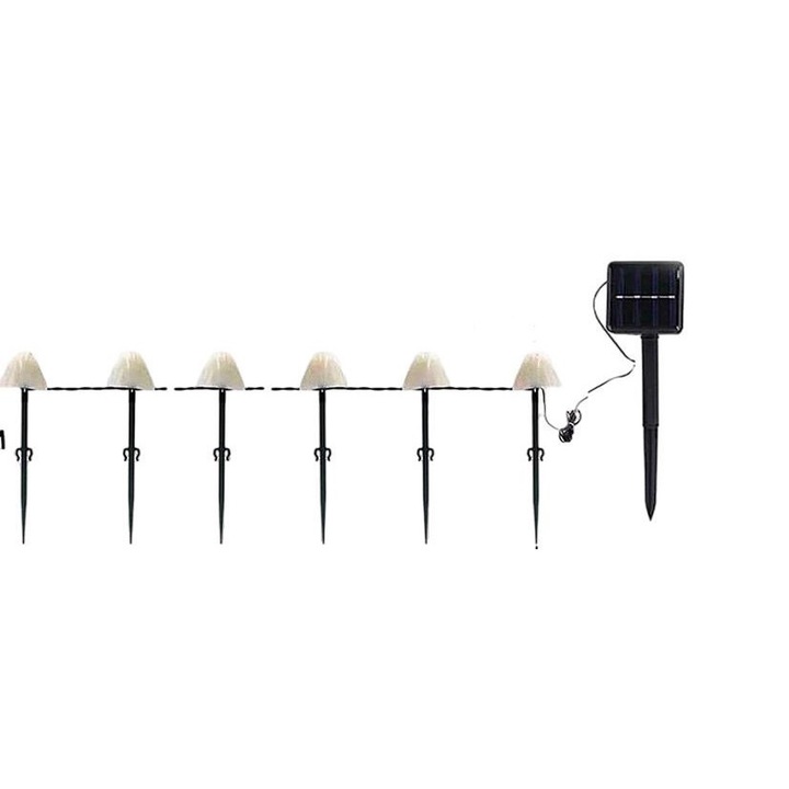Set lampi solare QttvbTna, ciuperci decorative, 5m, 20 LED-uri, multicolor, IP65