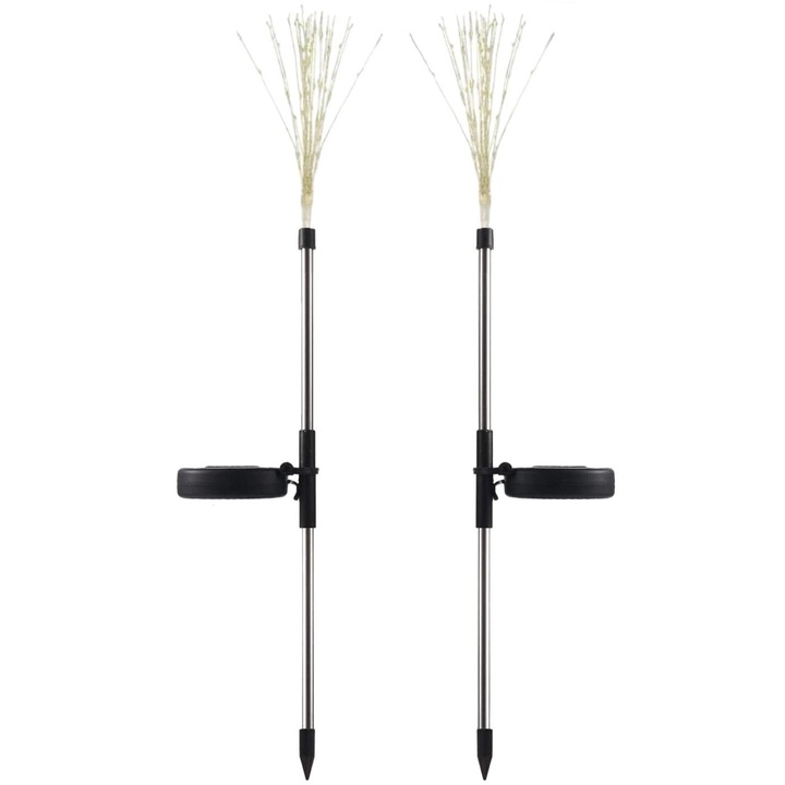 Set 2 lampi solare decorative QttvbTna, LED, rezistente la apa IPX7, multicolor, 29.14 inch