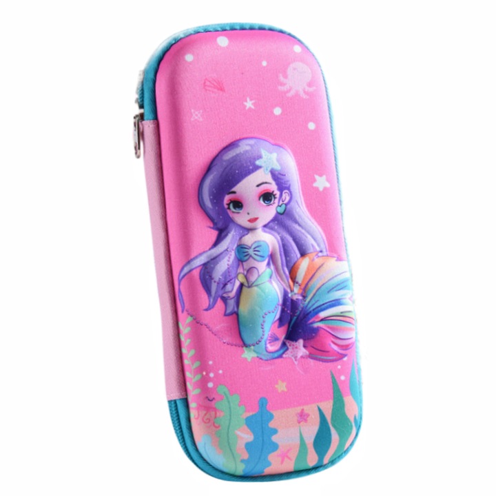 Felszerelt tolltartó, 3D Mermaid Design, Vízálló, EVA, Többszínű, 225x100x50mm