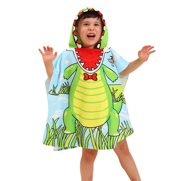 Kapucnis törölköző gyerekeknek BOMSTOM, Mikroszálas, Gyorsan száradó, 60x120cm, Többszínű, 3-10 év